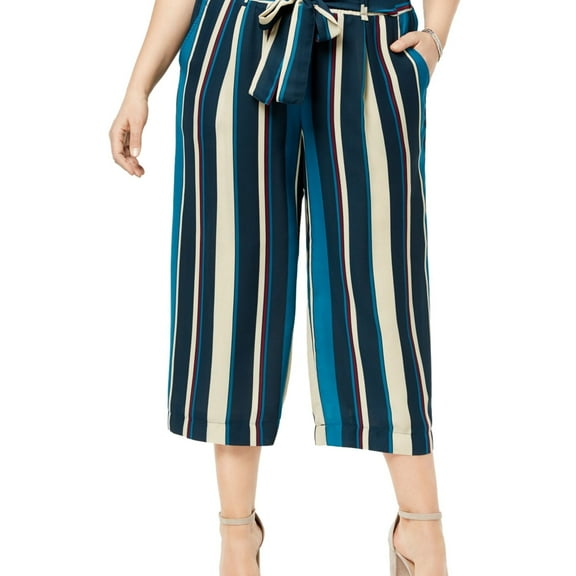 John Paul Richard Womens Tie Front Culotte Pants, Blue, Plus Size, 3X
