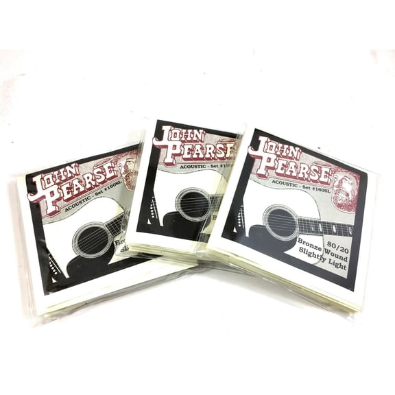John Pearse 3 Pack Guitar Strings Acoustic 80/20 Bronze Slightly Light #160SL