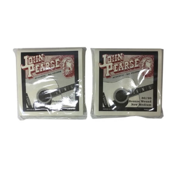 John Pearse Guitar Strings 2-Pack Acoustic New Medium #310NM Bronze