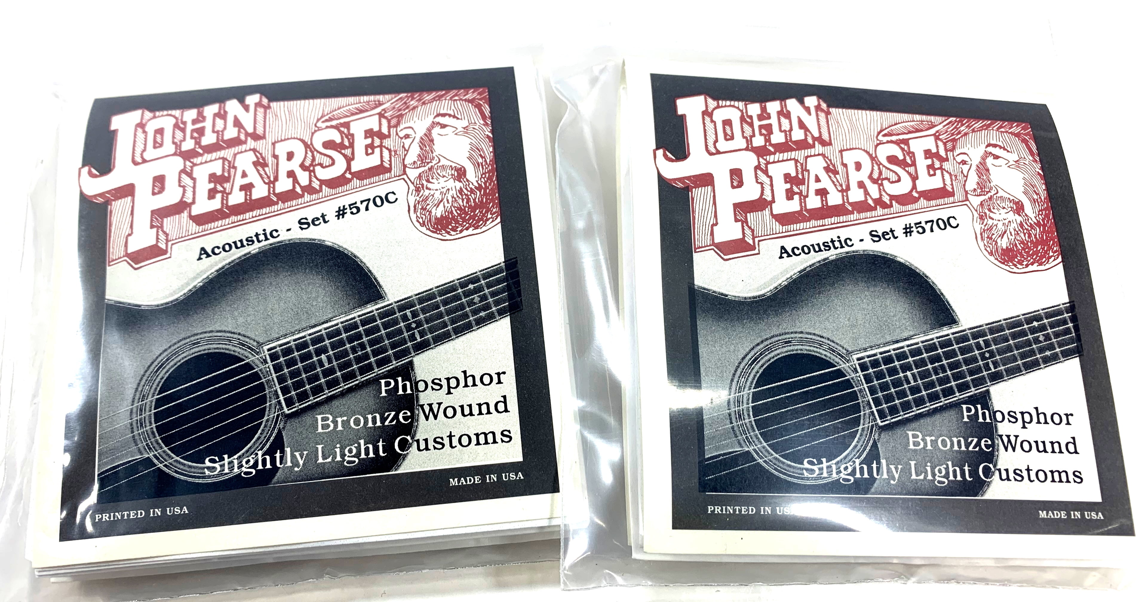 John Pearse Guitar Strings 2-Pack Acoustic Phosphor Bronze Wound Slightly Light 570C