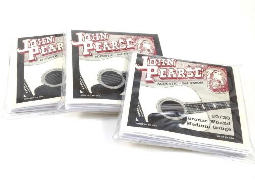 John Pearse Guitar Strings 3 Pack Acoustic Medium #300M Bronze Wound