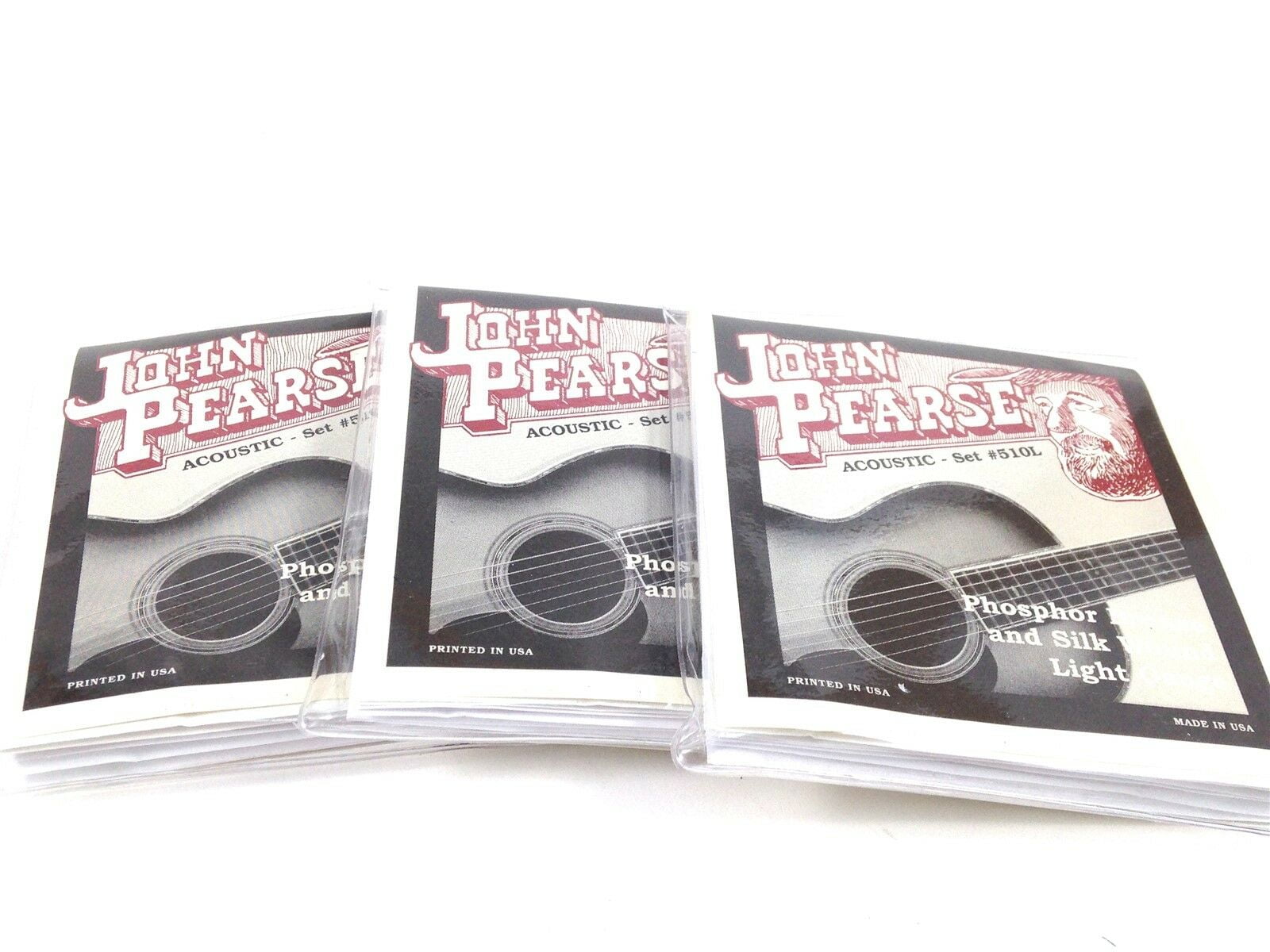 John Pearse Guitar Strings 3 pack  Acoustic Silk Wound Phos Bronze #510L