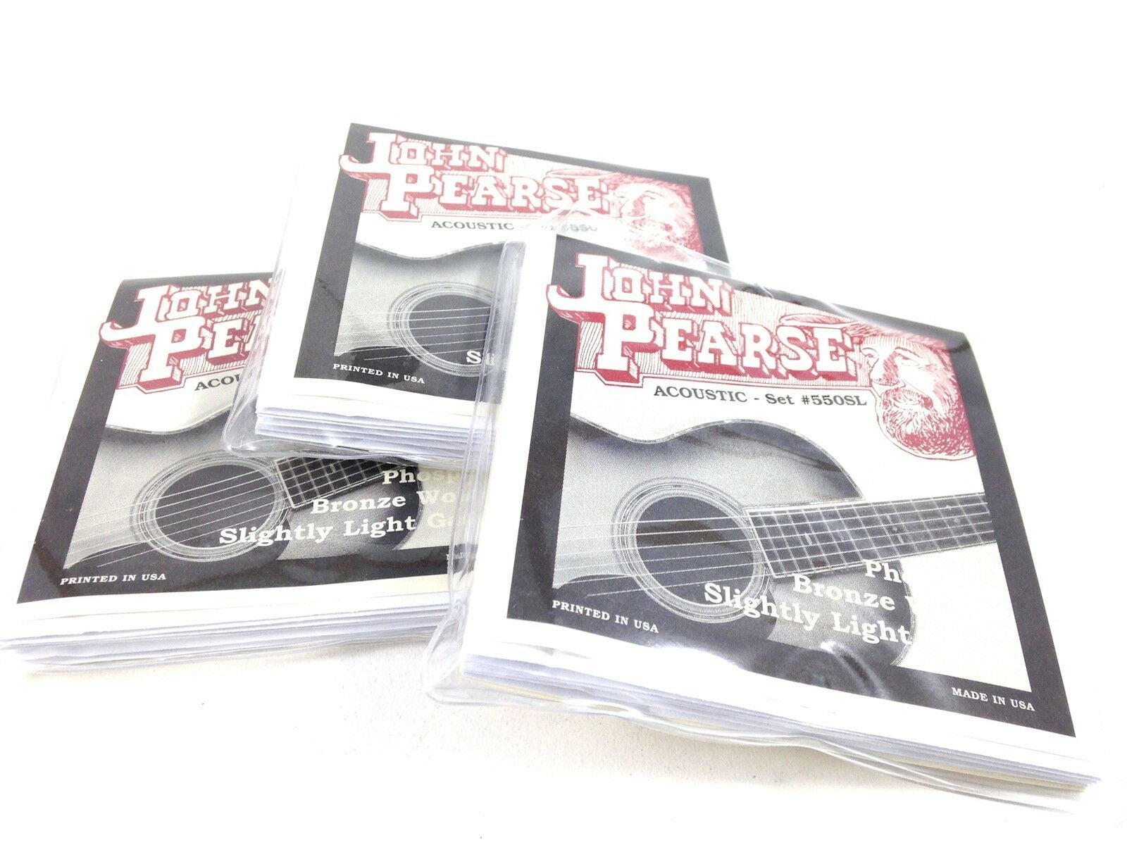 John Pearse Guitar Strings 3 pack  Acoustic Slightly Light #550SL Phos Bronze