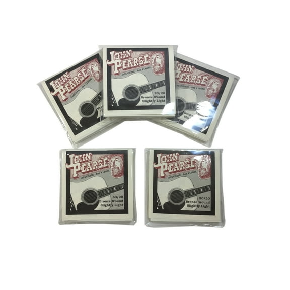 John Pearse Guitar Strings 5-Pack Acoustic 80/20 Bronze Wound Slightly Light #160SL