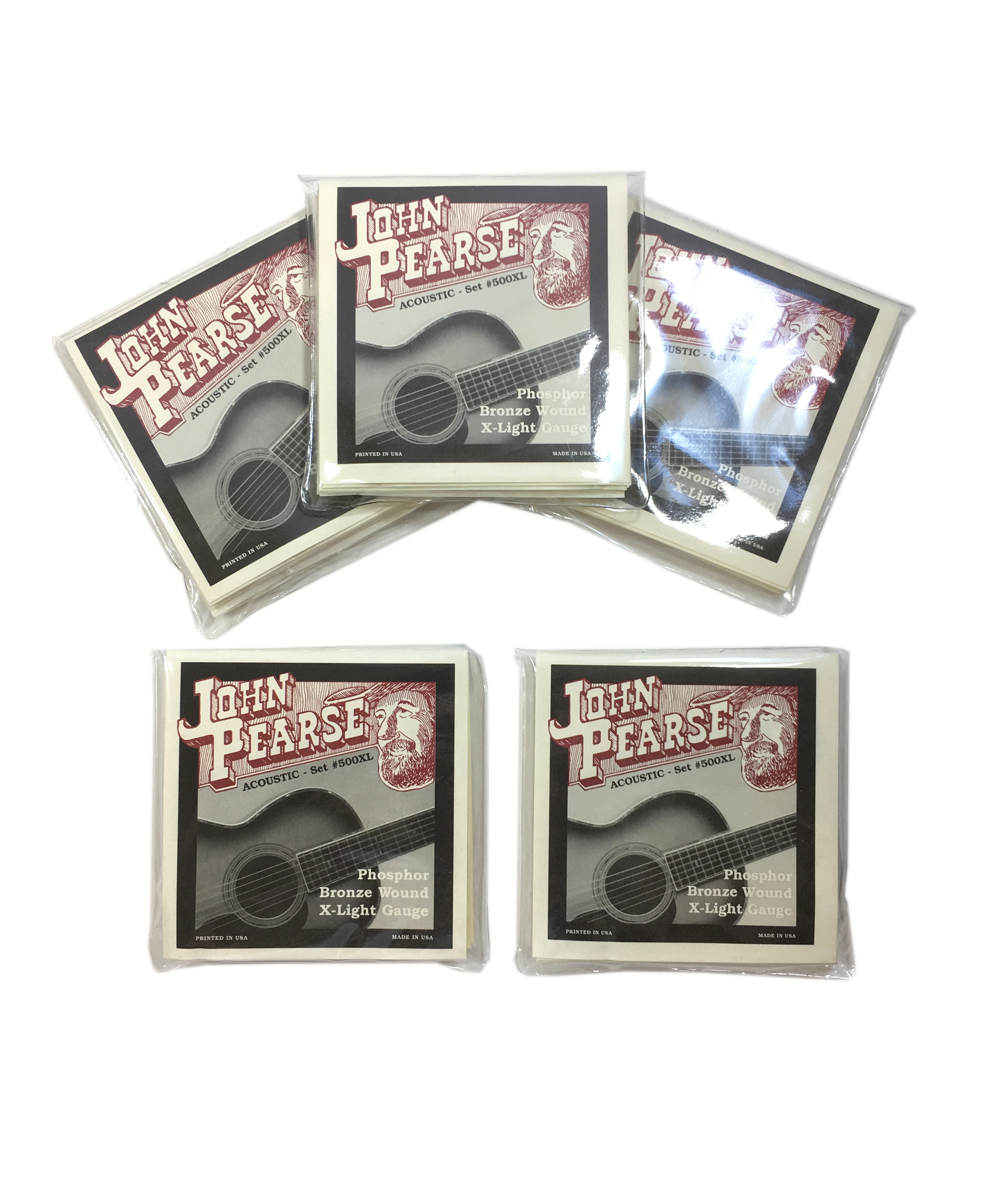 John Pearse Guitar Strings 5-Pack  Acoustic Extra Light #500XL Phos Bronze