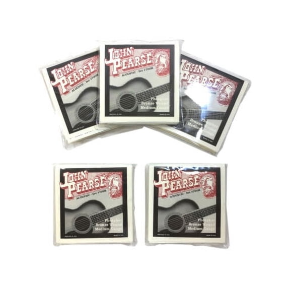 John Pearse Guitar Strings 5-Pack Acoustic Medium #700M Phosphor Bronze