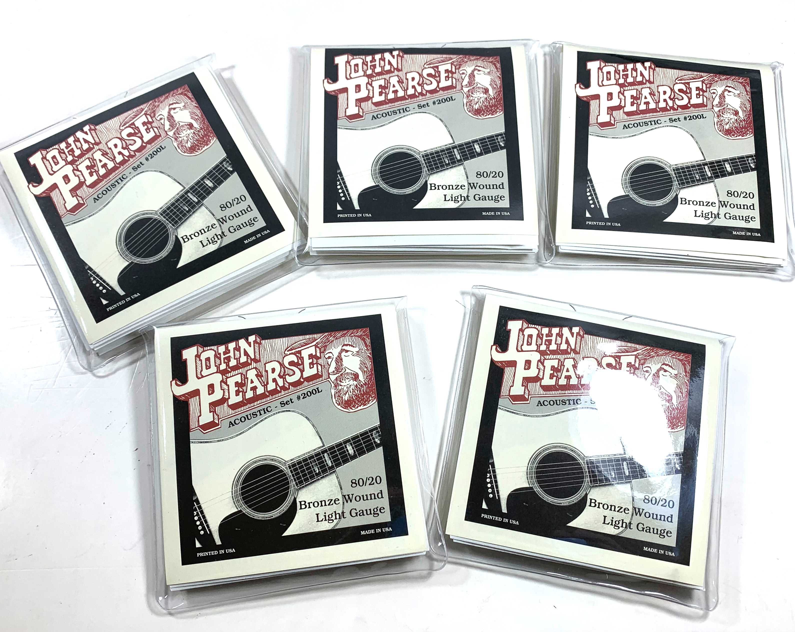 John Pearse Guitar Strings 5-Packs Acoustic 80/20 Bronze Wound Light #200L