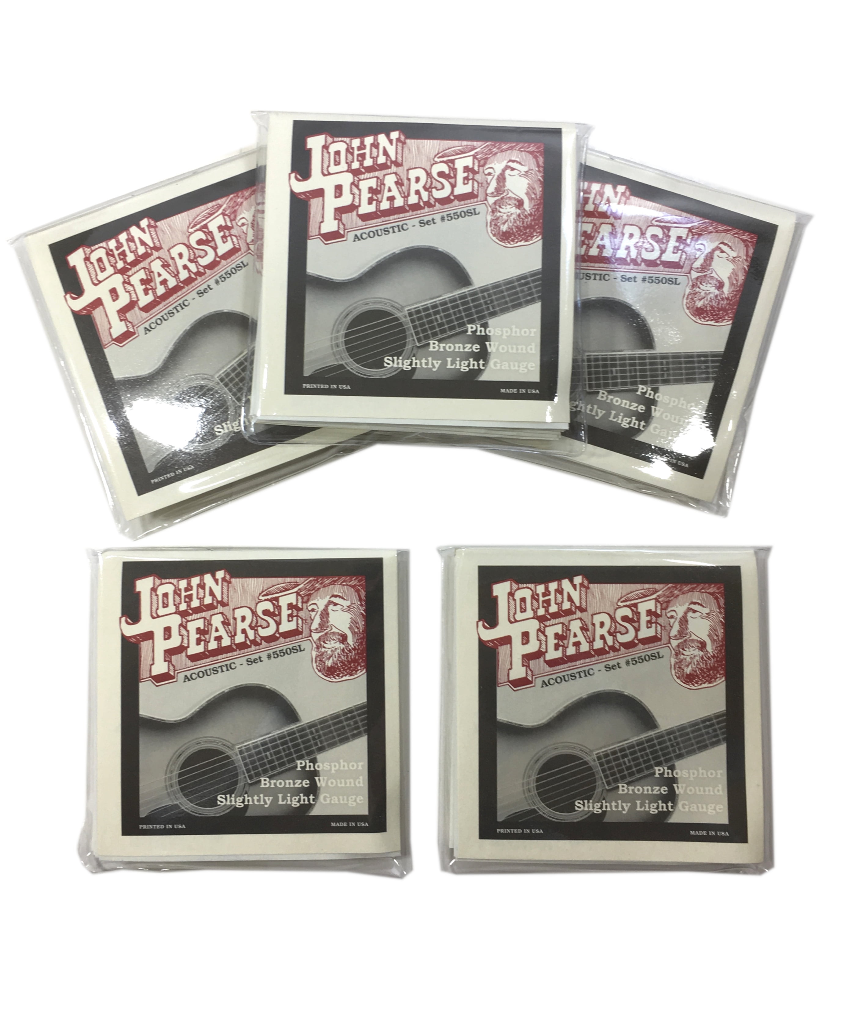 John Pearse Guitar Strings 5-Packs  Acoustic Slightly Light Gauge #550SL Phos Bronze