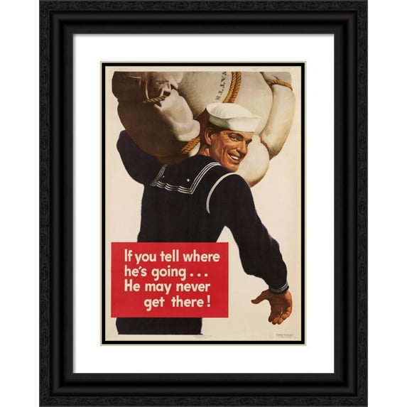John Philip Falter 18x24 Black Ornate Framed Double Matted Museum Art Print Titled: If You Tell Where He's Going He May Never Get There! (1943)