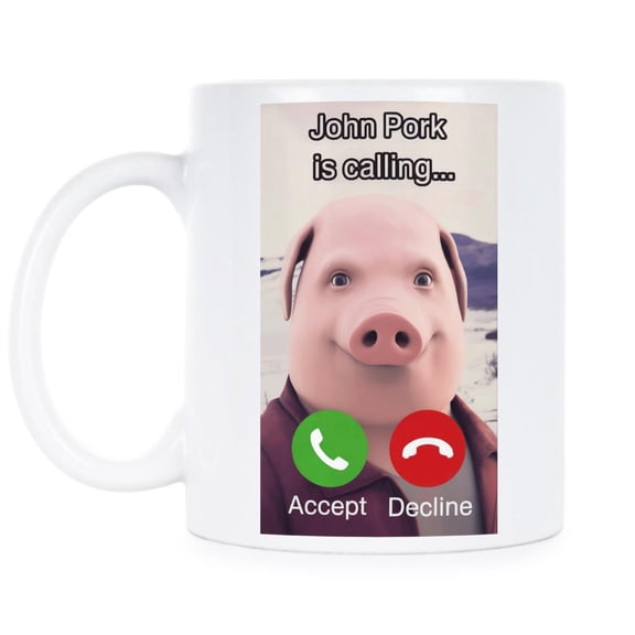 John Pork Mug John Pork Is Calling Meme Cup Funny Prank Coffee Mug for Parents Viral Inter