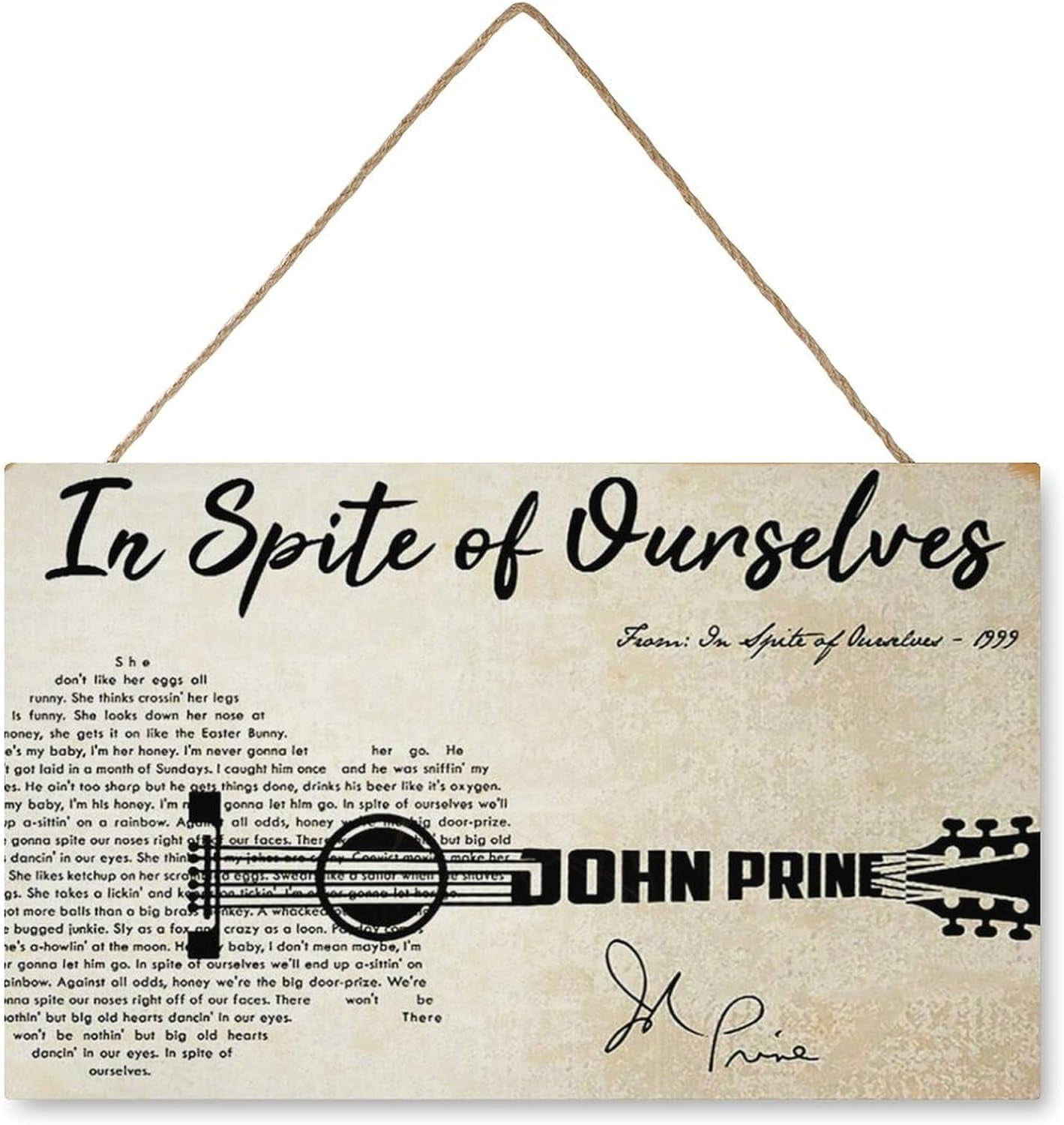 John Prine In Spite Of Ourselves Lyrics Song Poster,John Prine In Spite Of Ourselves Wood Signs