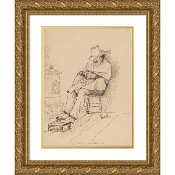 John Quincy Adams Ward 15x18 Gold Ornate Wood Frame and Double Matted Museum Art Print Titled - H.K. Brown (1859)