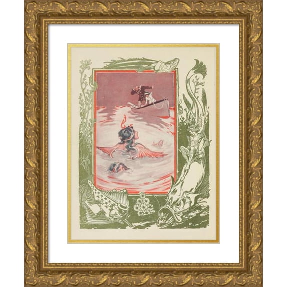 John Rea Neill 18x24 Gold Ornate Framed and Double Matted Museum Art Print Titled - The Sea Fairies Pl 02 (1911)