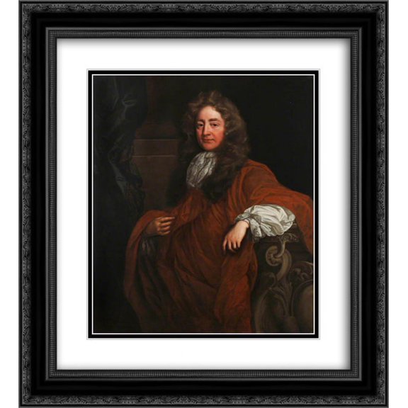 John Riley 2x Matted 20x24 Black Ornate Framed Art Print 'Sir Josiah Child, Bt, MP'