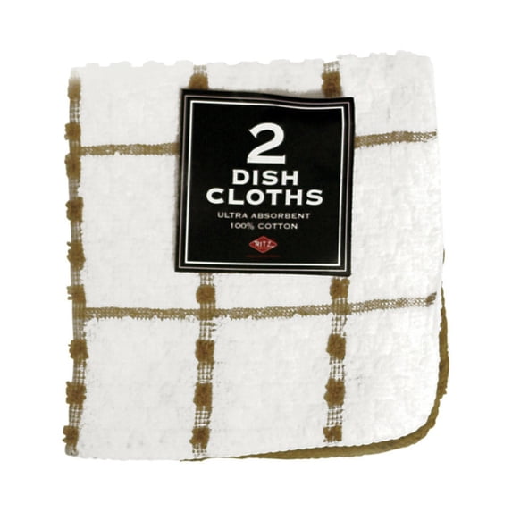 Ritz Biscotti Cotton Check/Solid Dish Cloth 2 pk