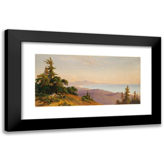 John Ross Key 14x9 Black Modern Framed Museum Art Print Titled - Santa Cruz Mts., Monterey Bay, Pacific Ocean (1874)