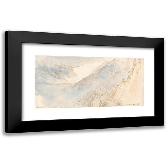 John Ruskin 24x14 Black Modern Framed Museum Art Print Titled - Mountainous Landscape