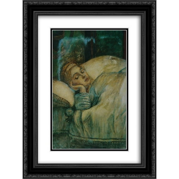 John Ruskin 2x Matted 18x24 Black Ornate Framed Art Print 'Copy of the Head of St Ursula from Carpaccio '