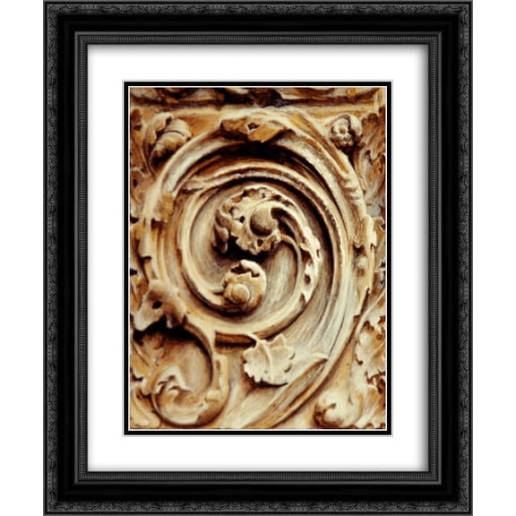 John Ruskin 2x Matted 20x24 Black Ornate Framed Art Print 'Spiral relief from the north transept door, Rouen Cathedral '