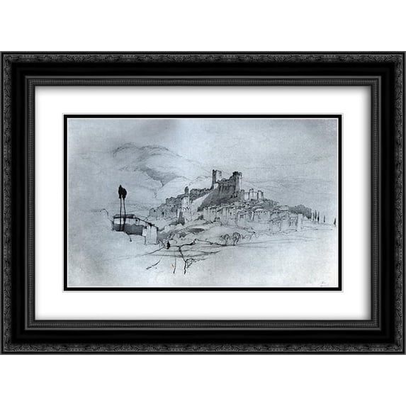 John Ruskin 2x Matted 24x20 Black Ornate Framed Art Print 'Itri '