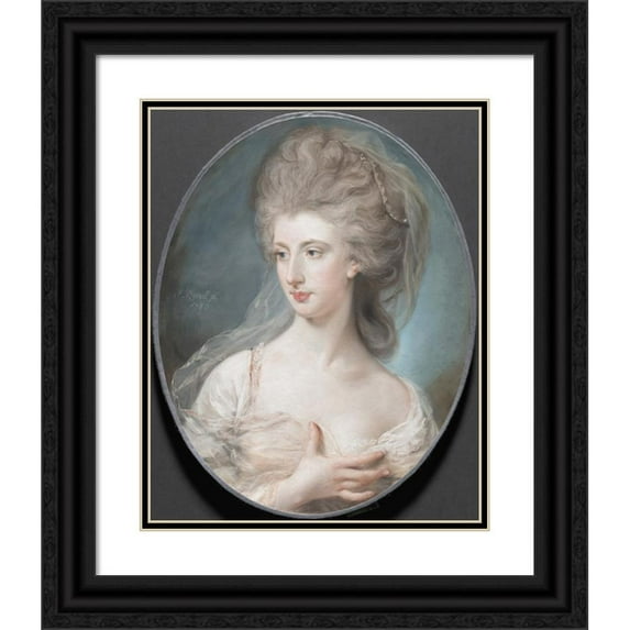 John Russell 20x24 Black Ornate Framed Double Matted Museum Art Print Titled: Miss Raymond (1783)