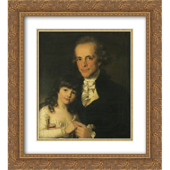 John Russell 2x Matted 20x22 Gold Ornate Framed Art Print 'Colonel James Capper and His Daughter'