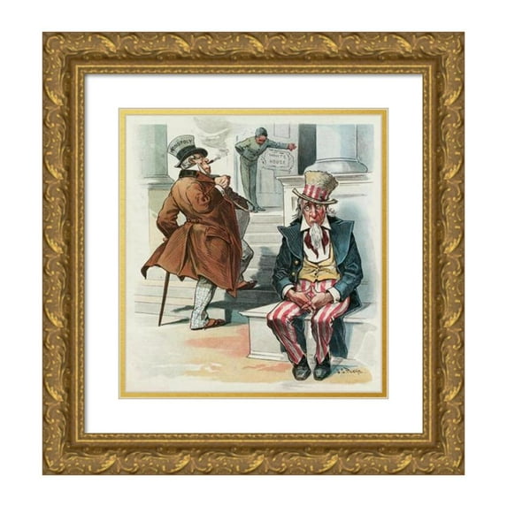 John Samuel Pughe 12x13 Gold Ornate Wood Frame and Double Matted Museum Art Print Titled - When Mckinley is President (1896)