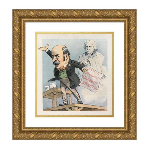 John Samuel Pughe 15x16 Gold Ornate Wood Frame and Double Matted Museum Art Print Titled - The Shade of Jefferson Protests (1902)