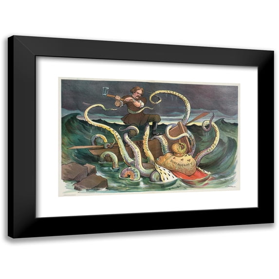 John Samuel Pughe 24x17 Black Modern Framed Museum Art Print Titled - The Struggle of the Slav (1905)