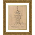 thumbnail image 1 of John Sell Cotman 11x14 Gold Ornate Wood Frame and Double Matted Museum Art Print Titled - Font in Binham Church, Norfolk (1811), 1 of 4