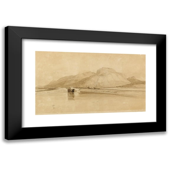 John Sell Cotman 14x10 Black Modern Framed Museum Art Print Titled - A Canal in Normandy