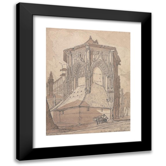 John Sell Cotman 15x18 Black Modern Framed Museum Art Print Titled - East End of Saint Jacques at Dieppe, Normandy (1819)