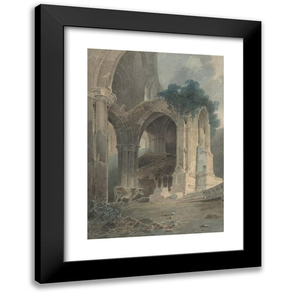 John Sell Cotman 18x24 Black Modern Framed Museum Art Print Titled - Rievaulx Abbey, Yorkshire (1803)