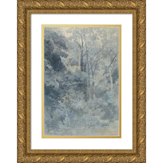 John Sell Cotman 18x24 Gold Ornate Framed and Double Matted Museum Art Print Titled - In Rokeby Park (1800 to 1810)