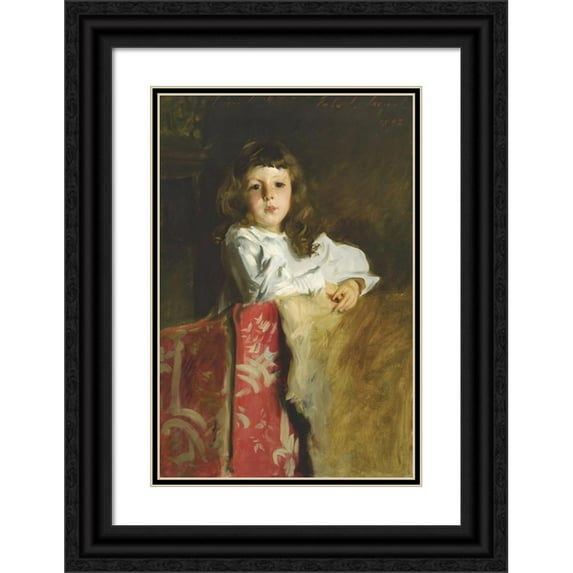 John Singer Sargent 11x14 Black Ornate Wood Framed Double Matted Museum Art Print Titled: Portrait of John Alfred Parsons Millet (1892)