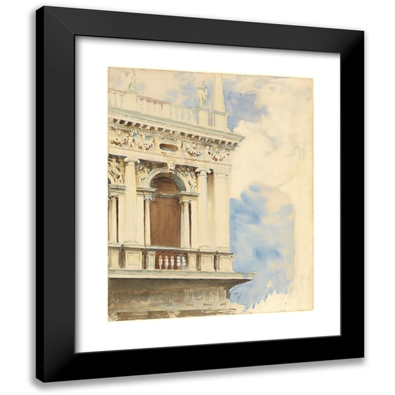 John Singer Sargent 12x14 Black Modern Framed Museum Art Print Titled - A Corner of the Library in Venice (1904-1907)
