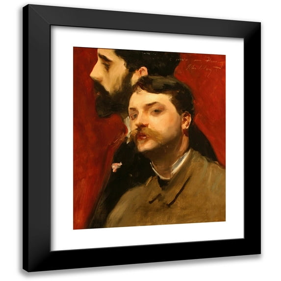 John Singer Sargent 12x14 Black Modern Framed Museum Art Print Titled - Francois Flmingen and Paul Malurnina (1880
