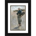 thumbnail image 1 of John Singer Sargent 12x18 Black Ornate Wood Framed Double Matted Museum Art Print Titled - Breton Girl with a Basket, Sketch for ‘Oyster Gatherers of Cancale’ (1877), 1 of 5