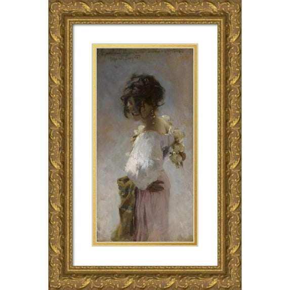 John Singer Sargent 13x24 Gold Ornate Framed and Double Matted Museum Art Print Titled - Rosina (1878)