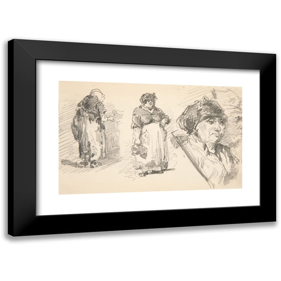 John Singer Sargent 14x11 Black Modern Framed Museum Art Print Titled - Two Standing Figures and One&nbsp;Head