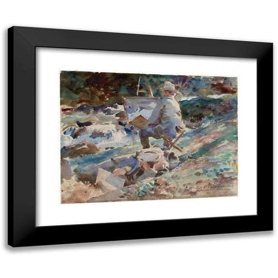 John Singer Sargent 14x12 Black Modern Framed Museum Art Print Titled - An Artist at His Easel (1914)