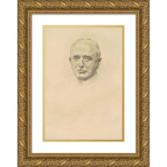 John Singer Sargent 14x18 Gold Ornate Wood Frame and Double Matted Museum Art Print Titled - Study of Field Marshal John French for ‘General Officers of World War I’ (1920-1922)
