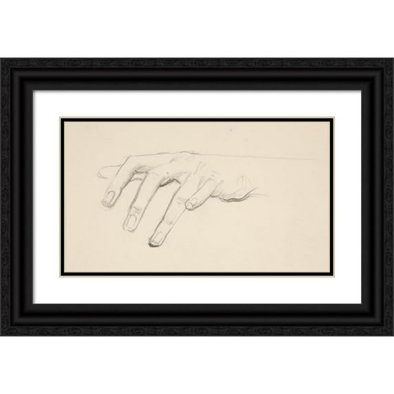 John Singer Sargent 18x12 Black Ornate Wood Framed Double Matted Museum Art Print Titled - Study of a Hand
