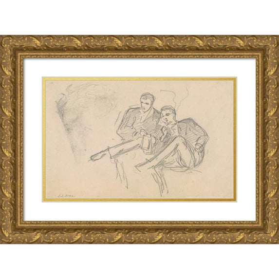 John Singer Sargent 18x13 Gold Ornate Wood Frame and Double Matted Museum Art Print Titled - Seated Men (C. 1874-1877)