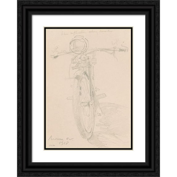 John Singer Sargent 18x24 Black Ornate Framed Double Matted Museum Art Print Titled: Motorcycle (Recto) (1918)
