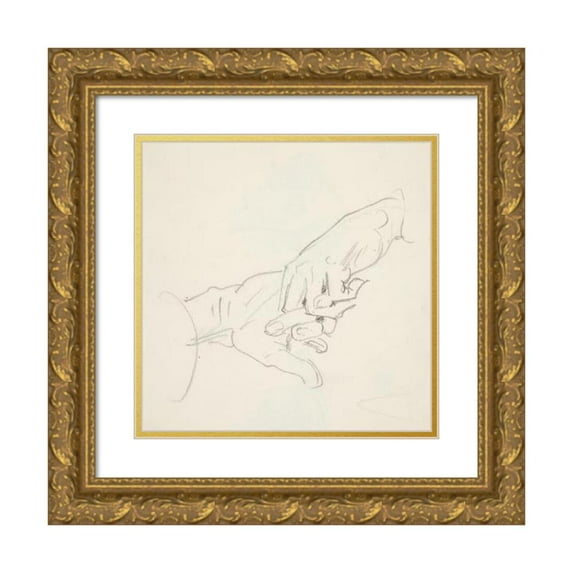 John Singer Sargent 20x20 Gold Ornate Framed and Double Matted Museum Art Print Titled - Study Of Hands