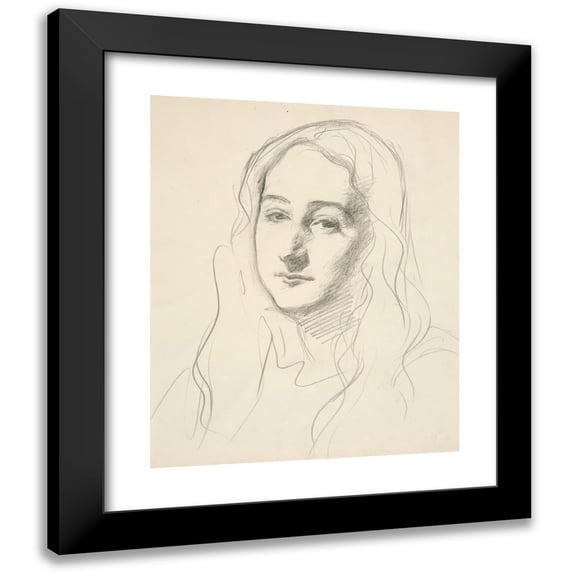 John Singer Sargent 20x24 Black Modern Framed Museum Art Print Titled - Head of a Young Woman