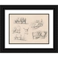 thumbnail image 1 of John Singer Sargent 24x19 Black Ornate Framed Double Matted Museum Art Print Titled: Studies of Cattle (C. 1872), 1 of 5