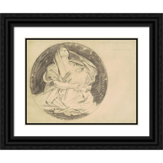 John Singer Sargent 24x19 Black Ornate Framed Double Matted Museum Art Print Titled: Study for ‘Astronomy’ (C. 1921)
