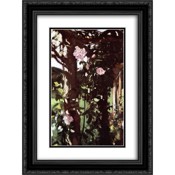 John Singer Sargent 2x Matted 18x24 Black Ornate Framed Art Print 'A Rose Trellis (Roses at Oxfordshire)'